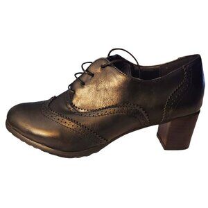 Odema Women's PU Oxford Heels Sz 43 Black Lace-Up Shoes